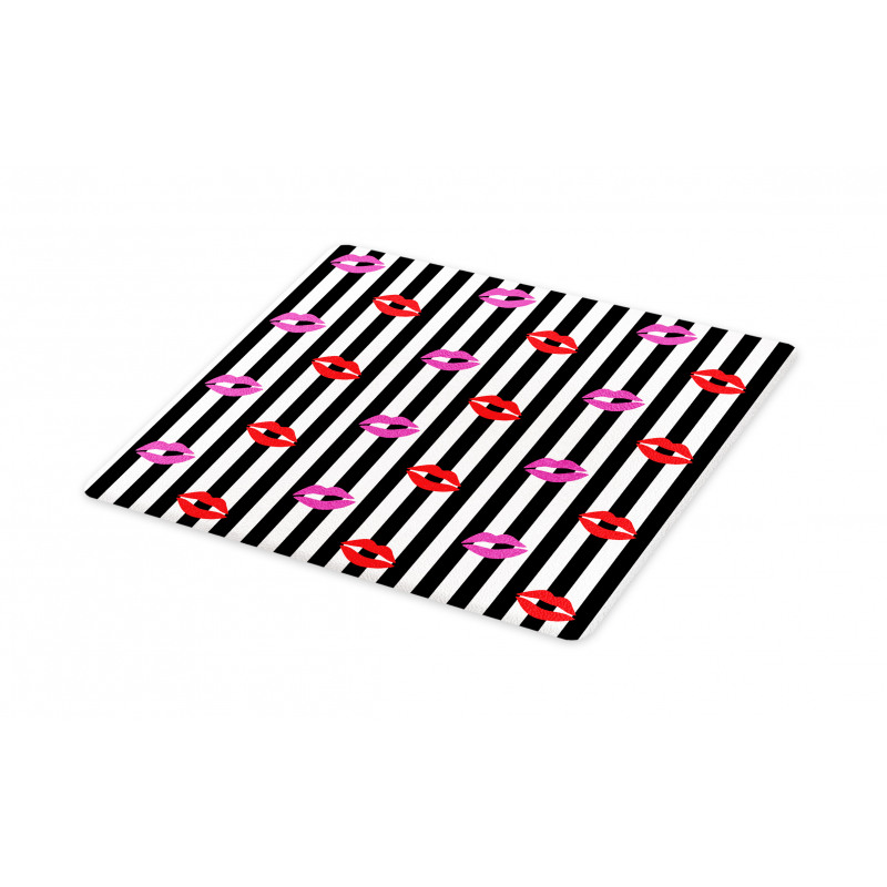 Lipstick Prints on Stripes Cutting Board