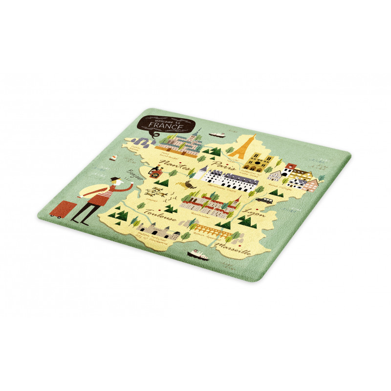 Travel Landmarks Map Doodle Cutting Board