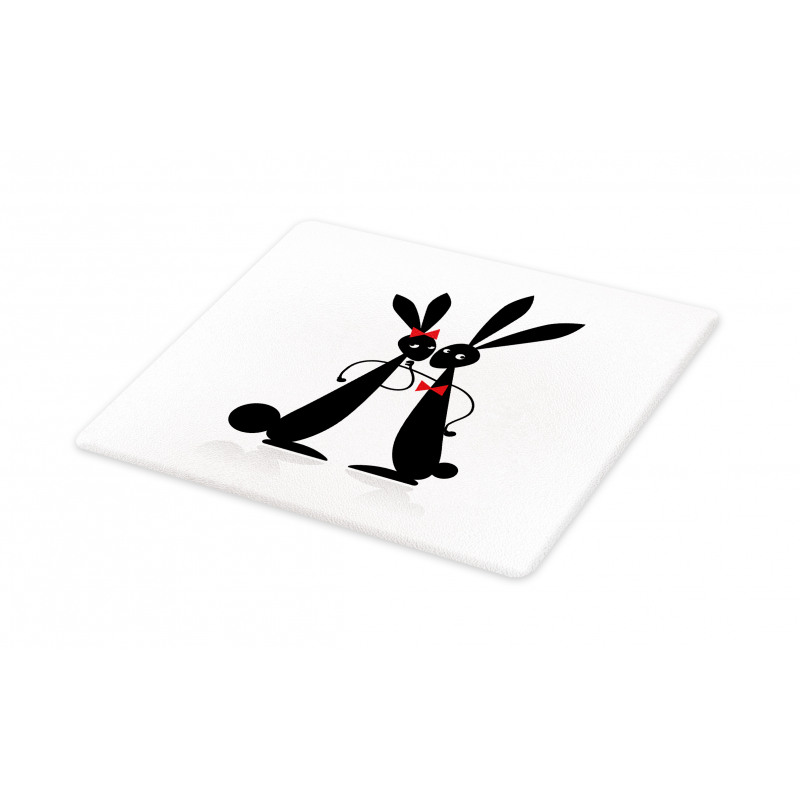 Couple Rabbits Bow Tie Cutting Board