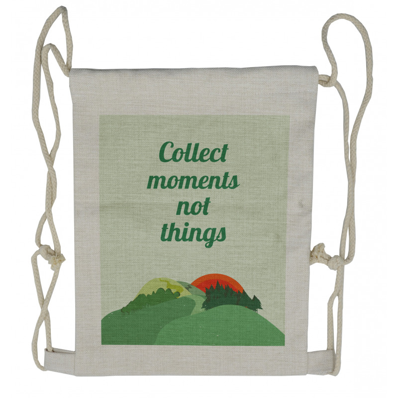 Wording with Mountainous View Drawstring Backpack