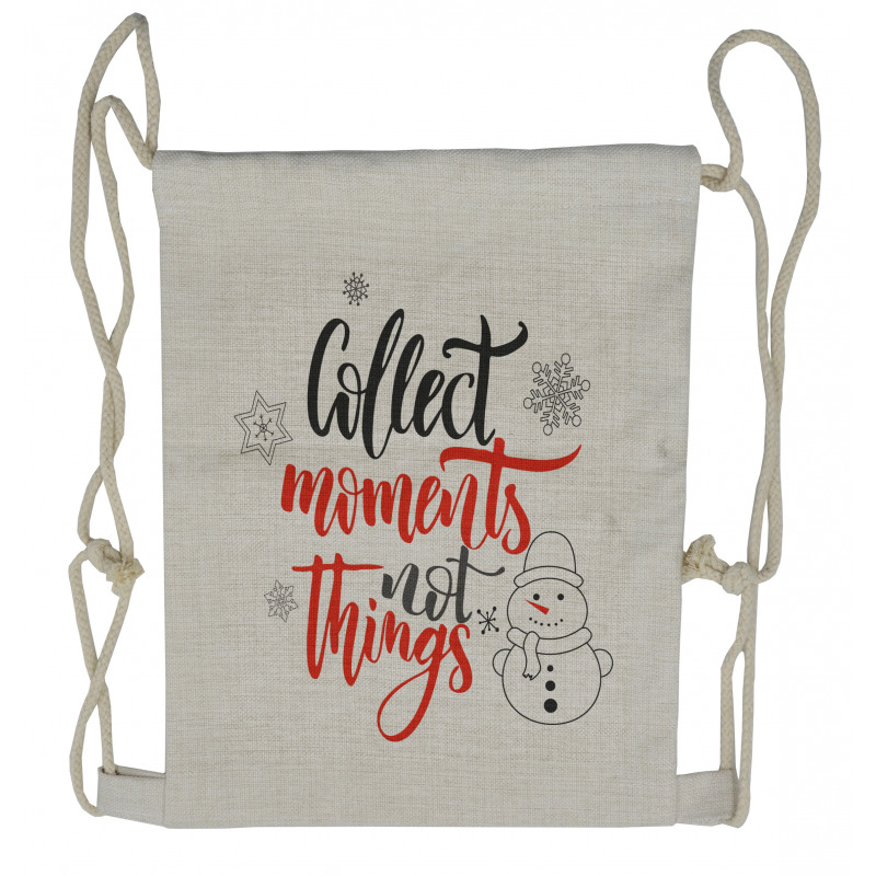 Winter Thematic Lettering Drawstring Backpack