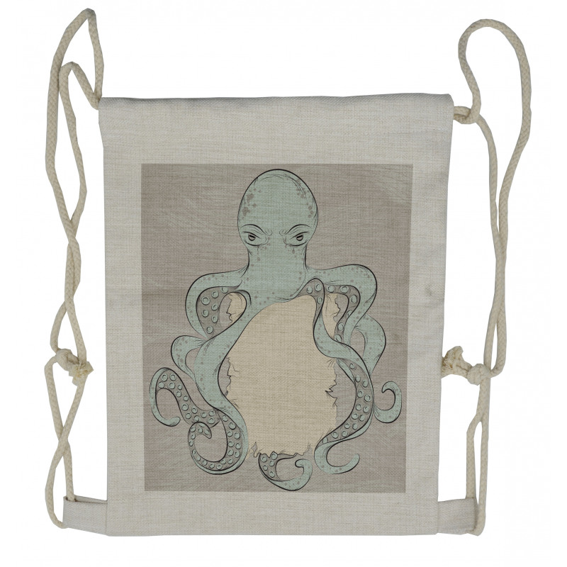 Messy Grumpy Octopus Drawstring Backpack