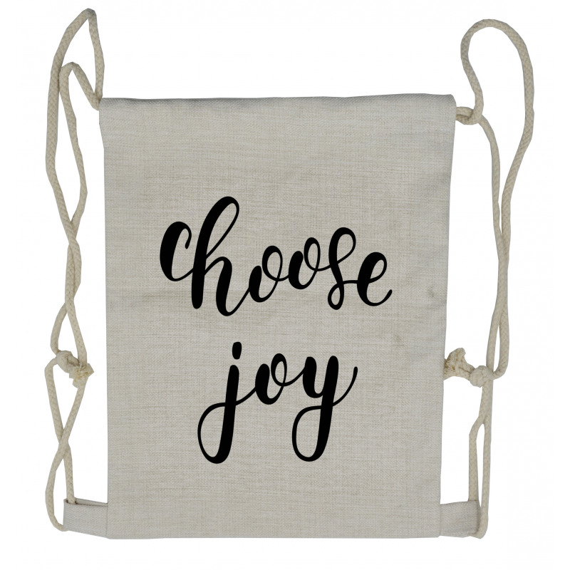 Monochrome Happy Wording Drawstring Backpack