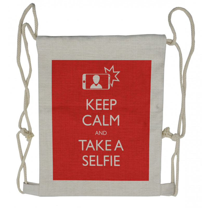 Keep Calm and Take a Selfie Drawstring Backpack