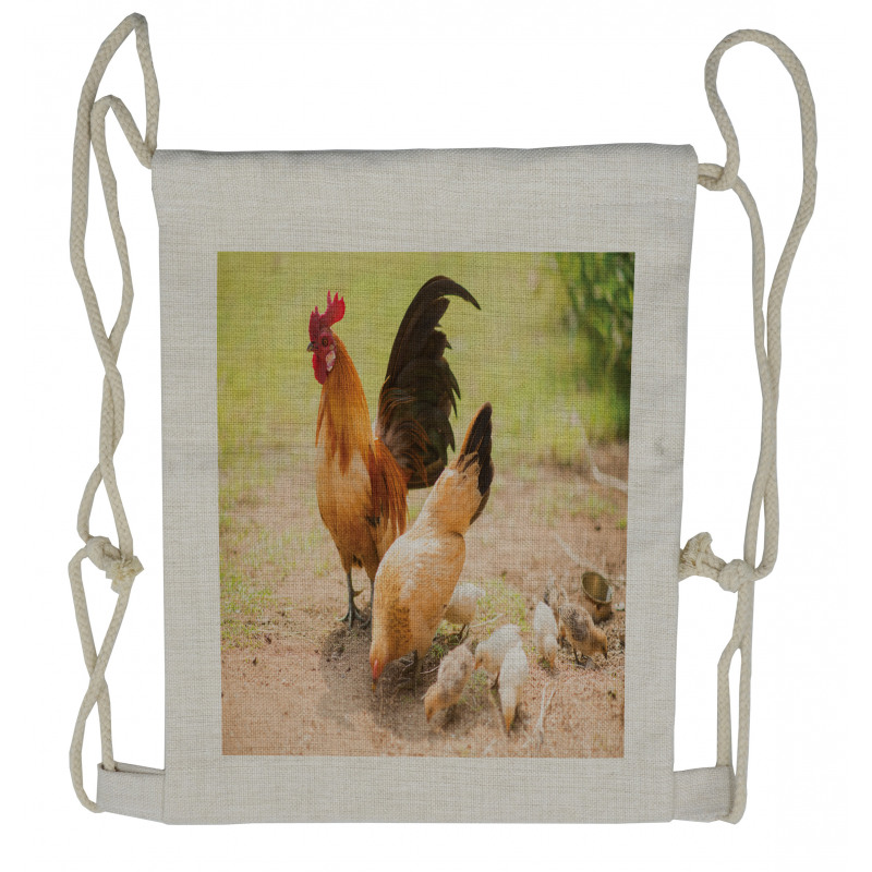 Chicken Family Photo Drawstring Backpack