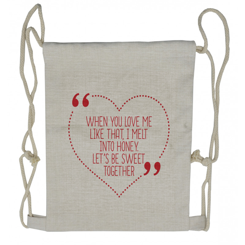 Romantic Words in Dash Heart Drawstring Backpack