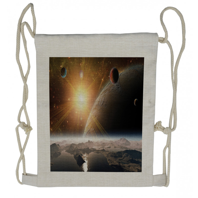 Moons Universe Earth Drawstring Backpack