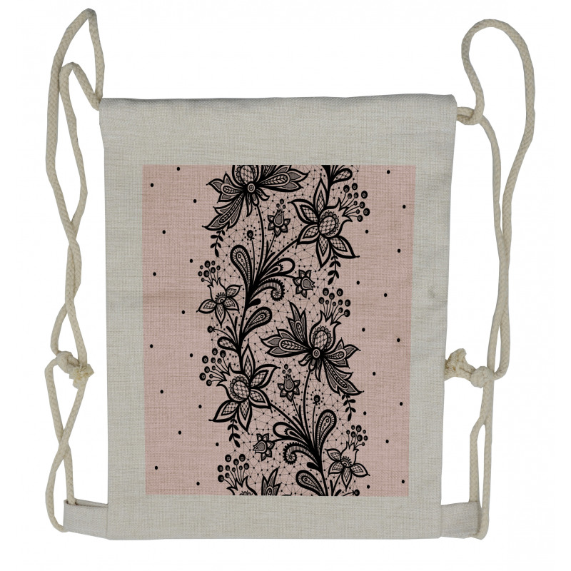 Botanical Lace Look Motif Drawstring Backpack