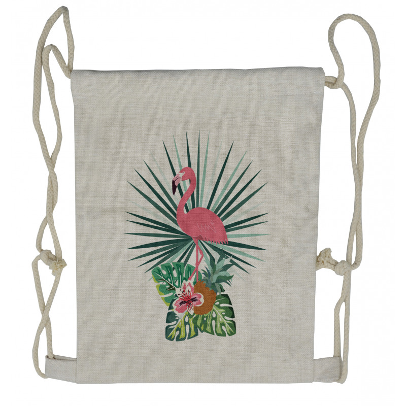 Pineapple Flamingo Botany Drawstring Backpack