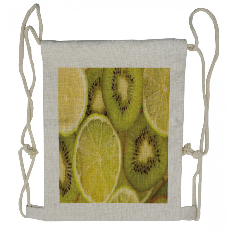 Close up Exotic Fruit and Lime Drawstring Backpack