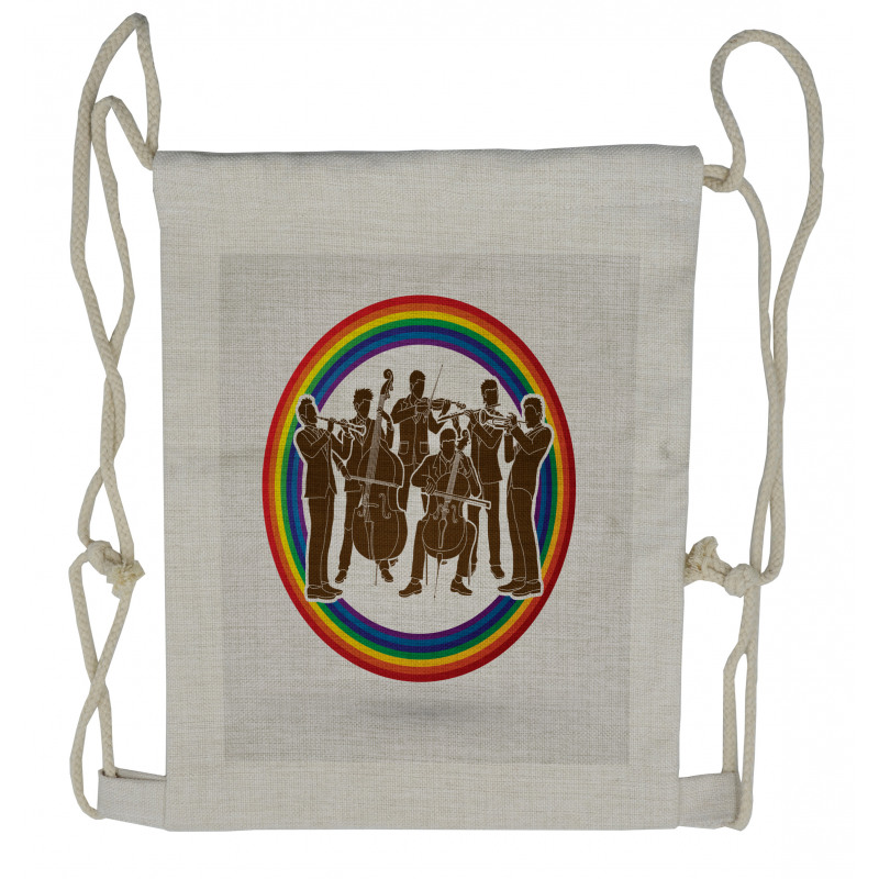 Musicians in Rainbow Circle Drawstring Backpack