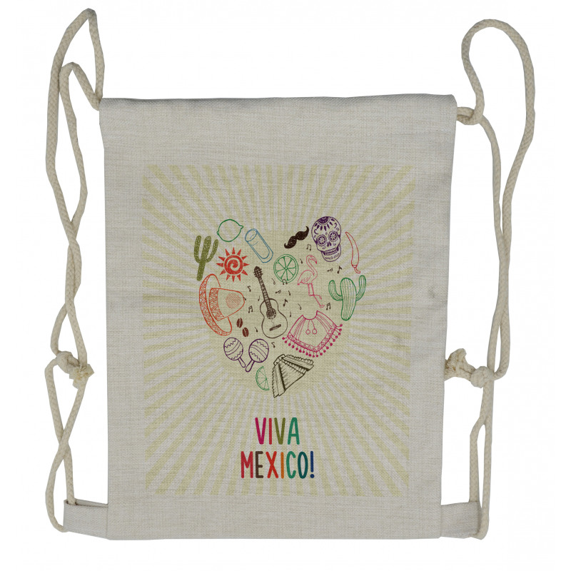 Viva Mexico Folklore Drawstring Backpack