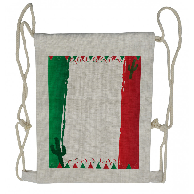 Mexican Colors Flags Cacti Drawstring Backpack