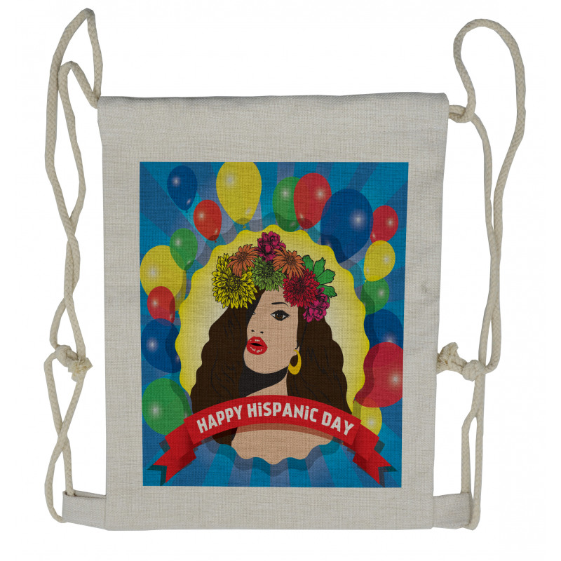 Pop Art Girl and Balloons Drawstring Backpack