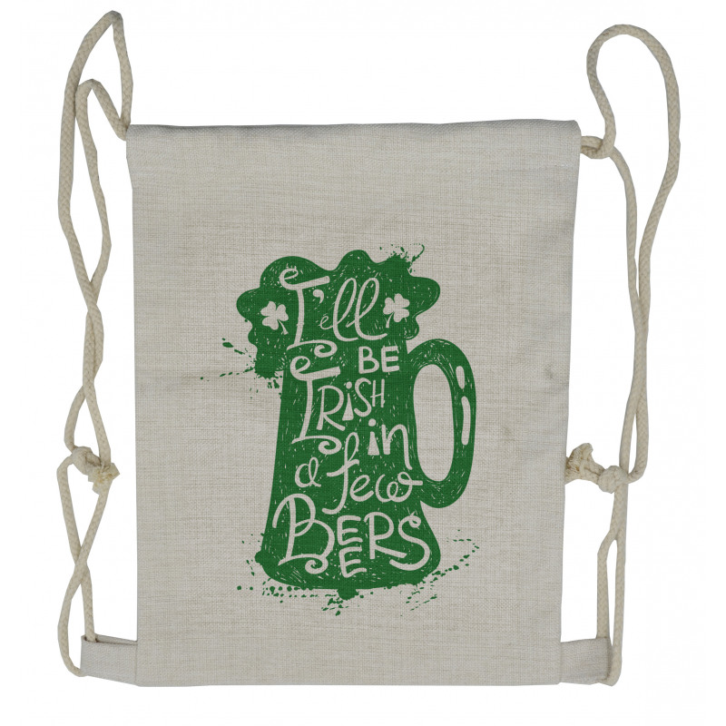 Funny Words on Beer Mug Drawstring Backpack