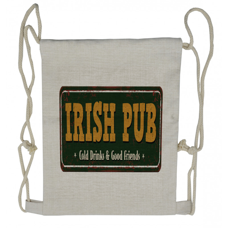 Vintage Grunge Bar Sign Drawstring Backpack