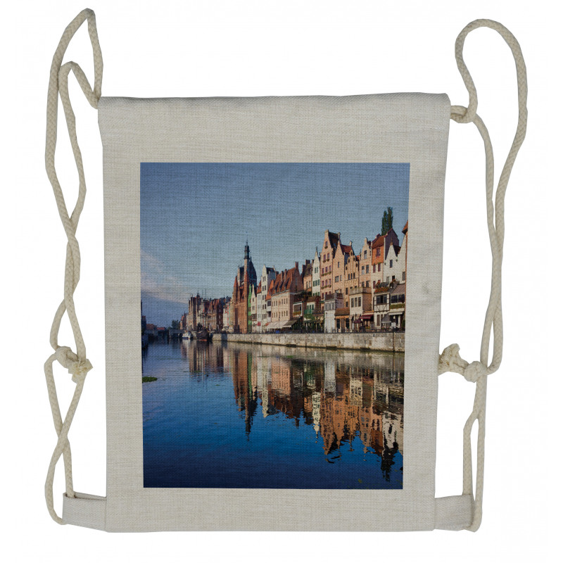 Motlawa River Gdansk Town Drawstring Backpack