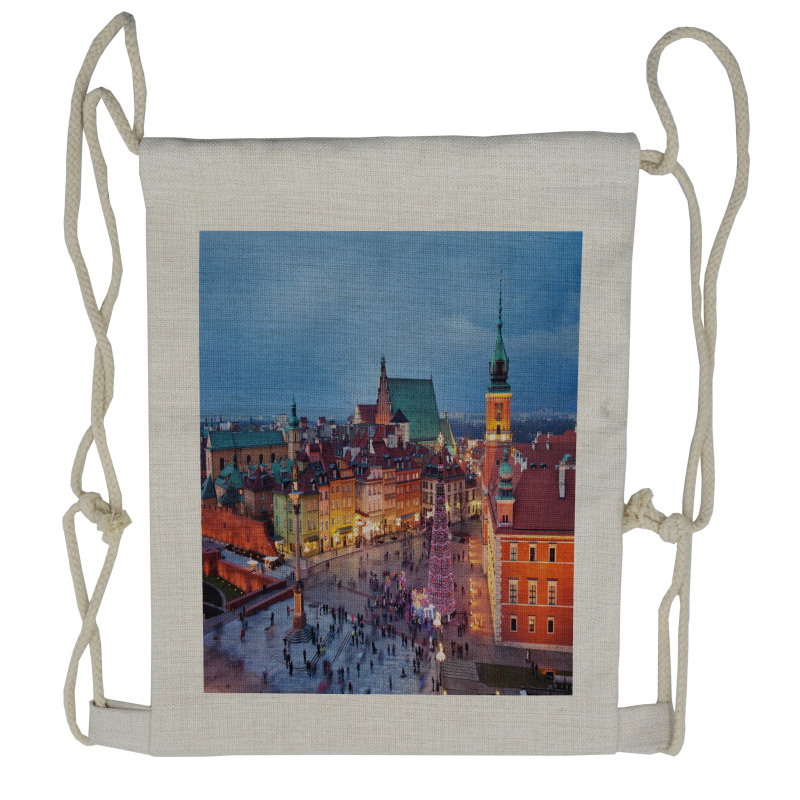 Old Town in the Evening Rush Drawstring Backpack