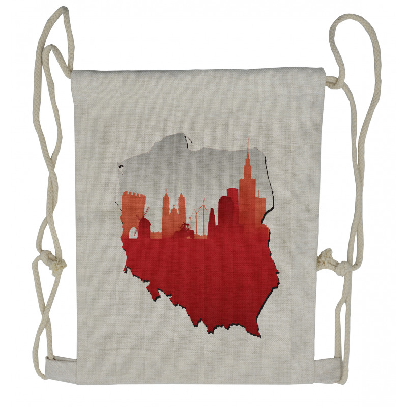 Map in Flag Colors Drawstring Backpack