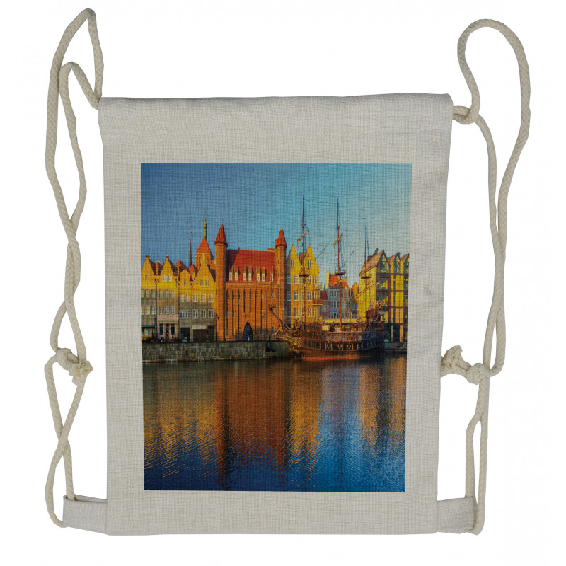 Morning View Gdansk Town Drawstring Backpack