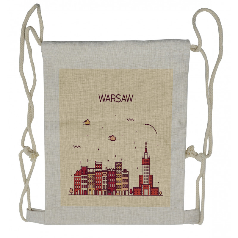 Warsaw Calligraphy Skyline Drawstring Backpack