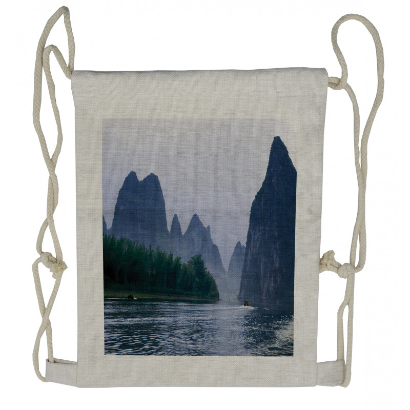 Karst Mountains Li River Drawstring Backpack