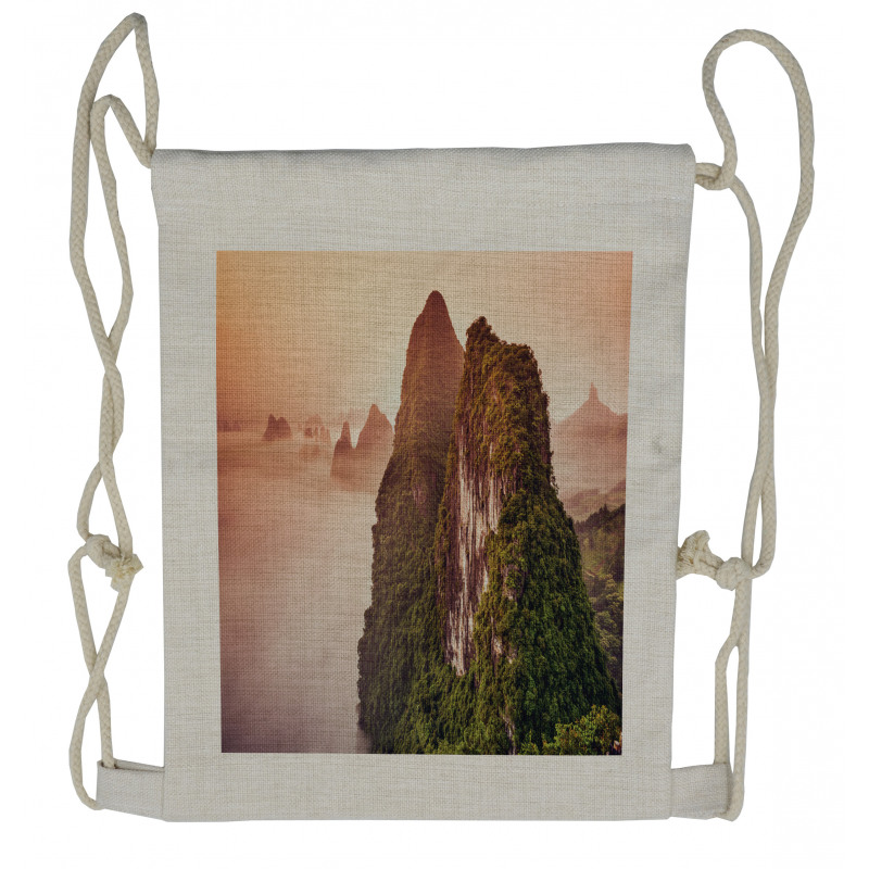 Highland Foggy Mystic Sky Drawstring Backpack