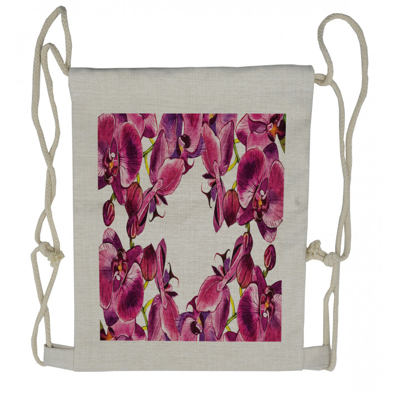 Fresh Spring Orchids Art Drawstring Backpack