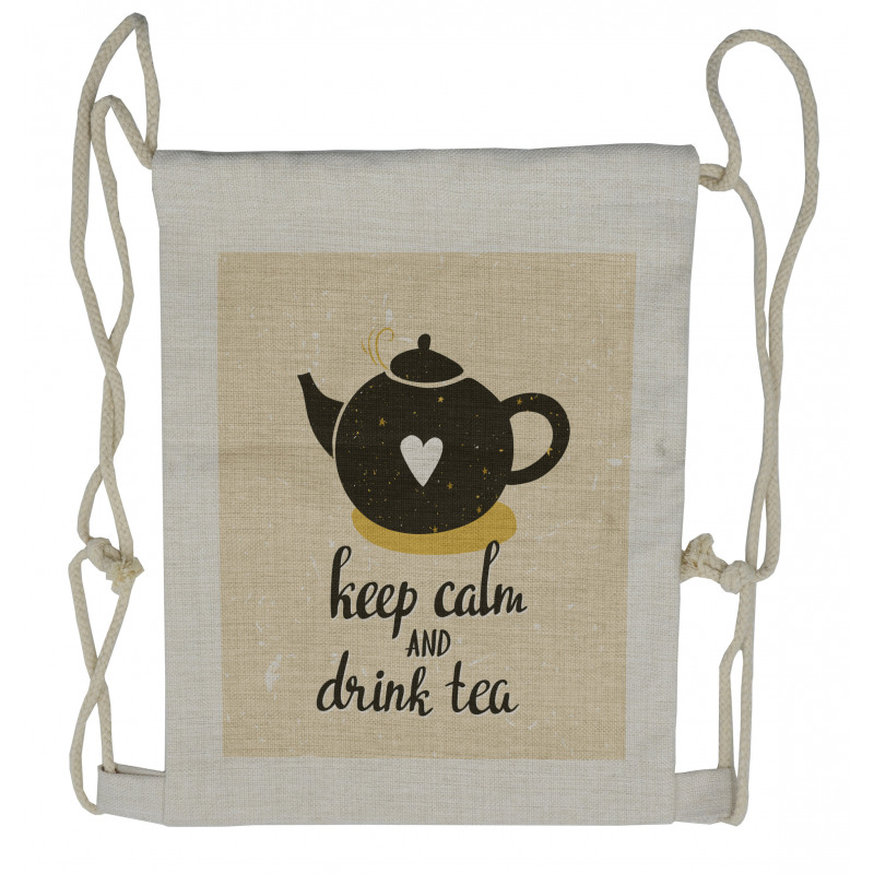 Drink Tea Teapot Drawstring Backpack