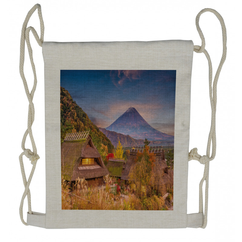 Landscape of Old Village Rural Drawstring Backpack