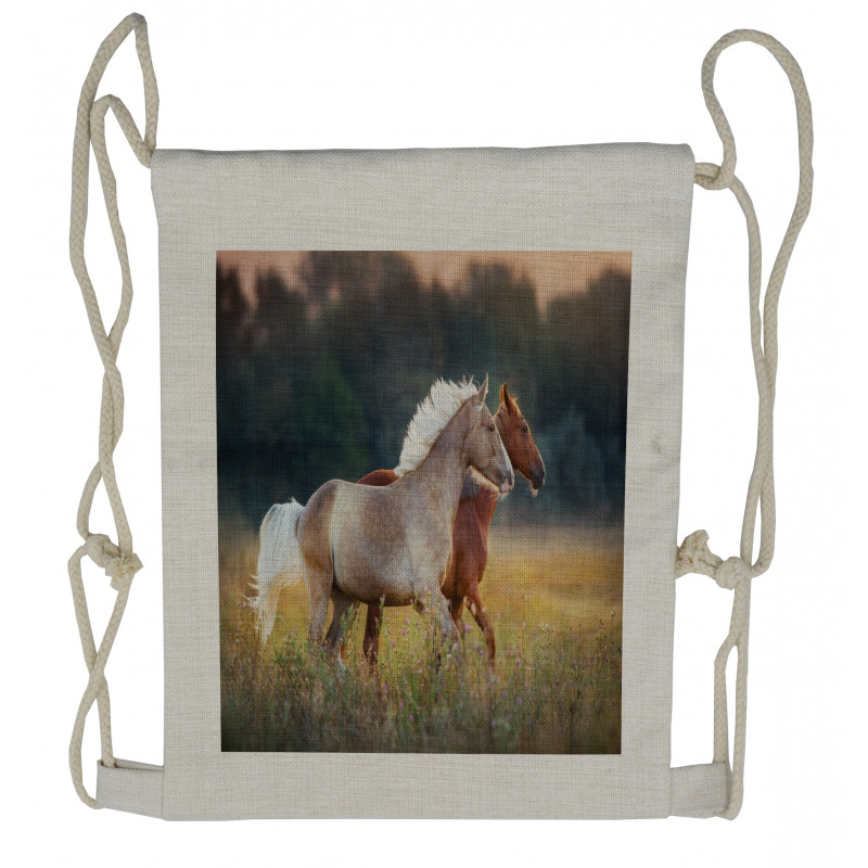 Horses Run Drawstring Backpack