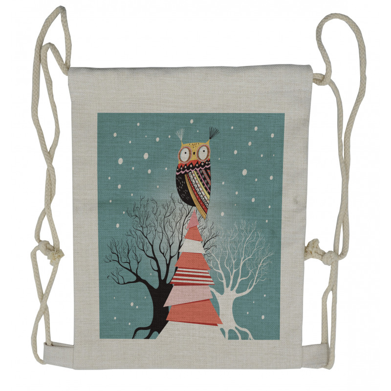 Owl Sitting on a Tree Drawstring Backpack