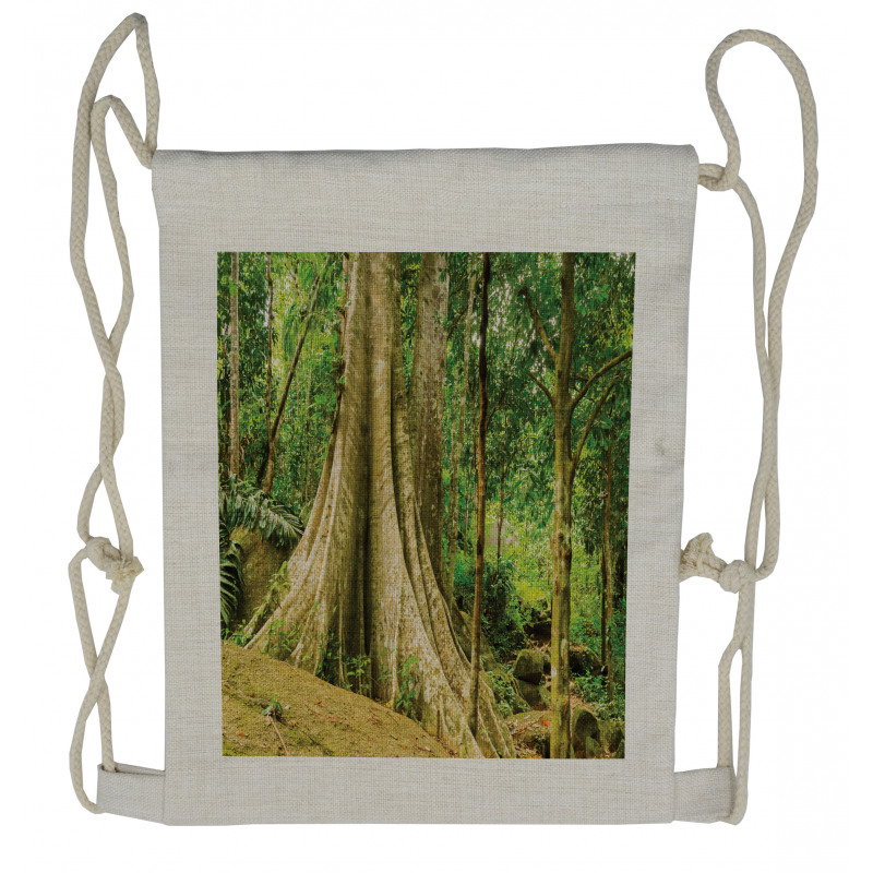 Big Tree Trunk in the Forest Drawstring Backpack