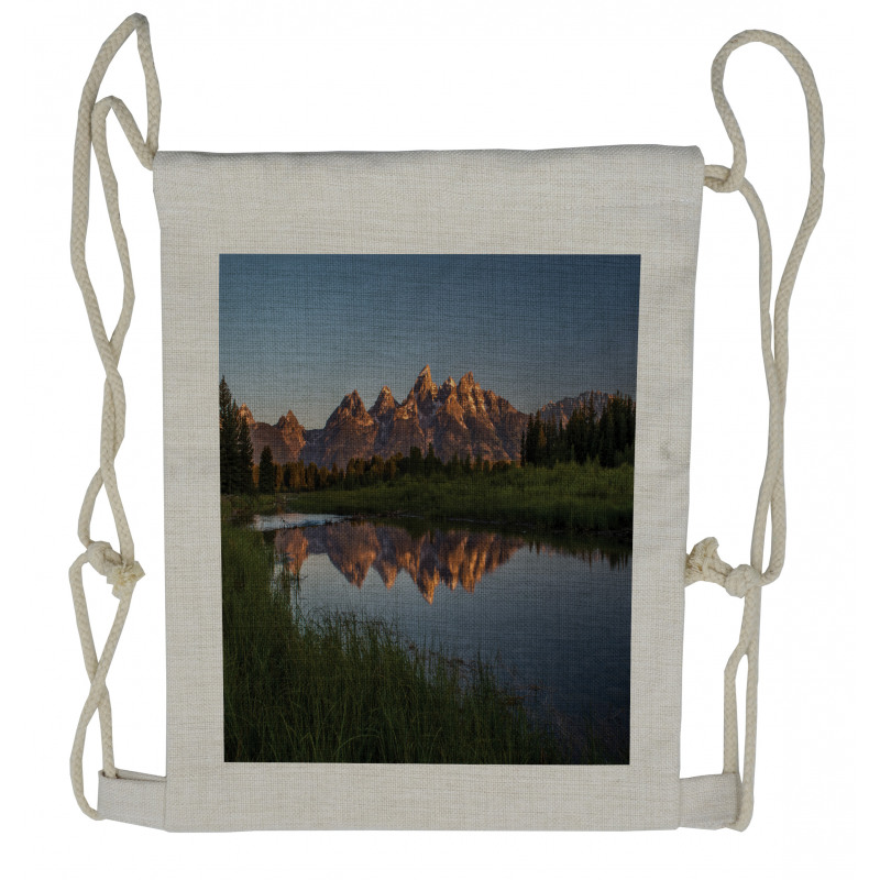 Grand Tetons Morning Sun Drawstring Backpack