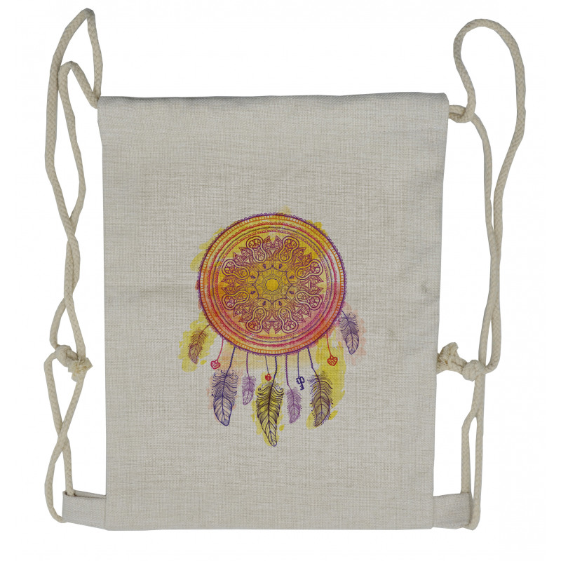 Watercolor Mandala Boho Art Drawstring Backpack