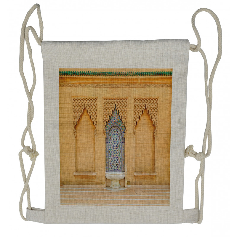 Moroccan Tile Fountain Drawstring Backpack