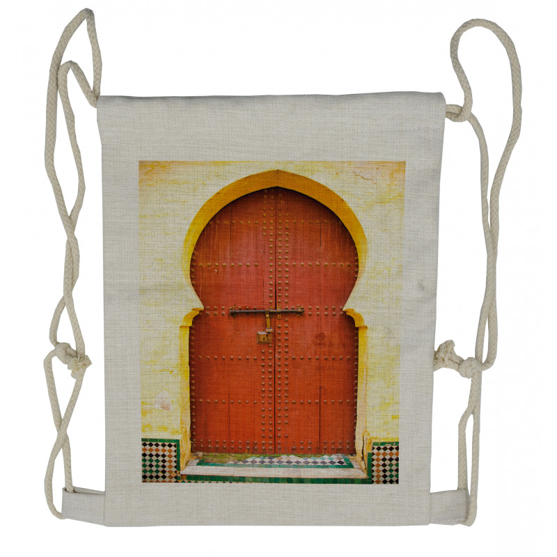 Historic Moroccan Door Drawstring Backpack