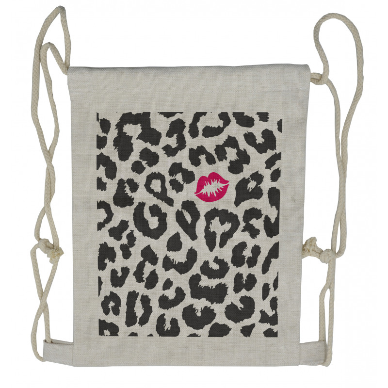 Cheetah Leopard Kiss Drawstring Backpack