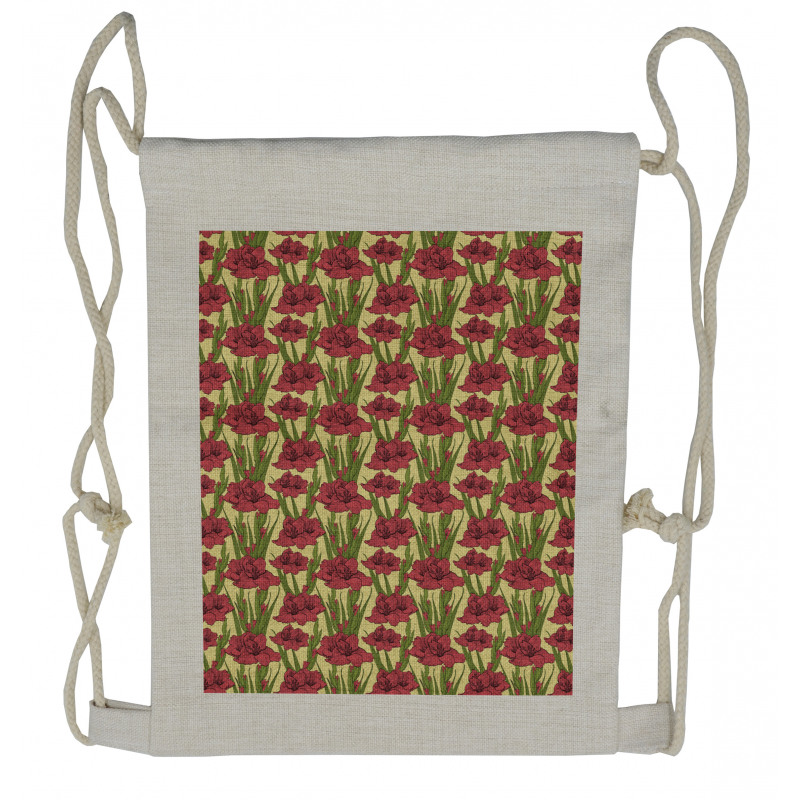 Gladiolus Pattern Drawstring Backpack