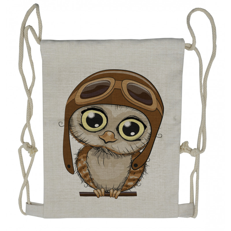 Pilot Hat Big Eyes Comic Drawstring Backpack