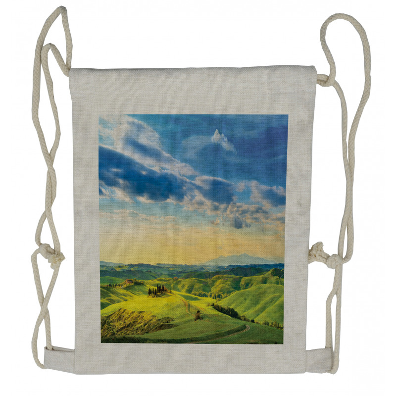 Sunset in Tuscany Rural Drawstring Backpack