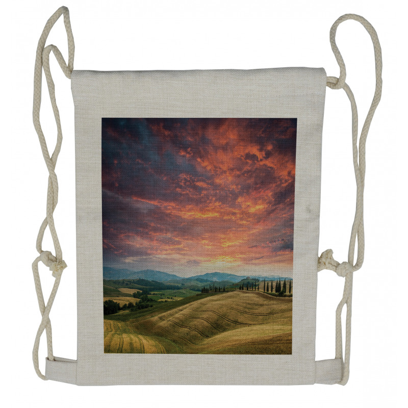 Tuscany Cypress Trees Drawstring Backpack