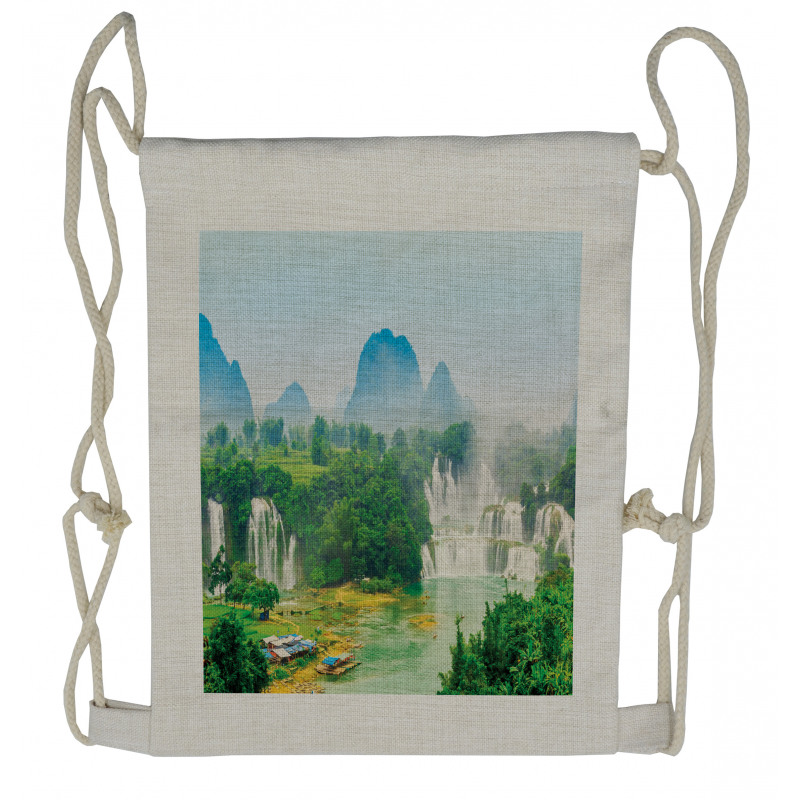 Misty Jungle Forest Drawstring Backpack