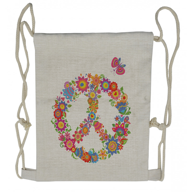 Peace Equality Flower Drawstring Backpack