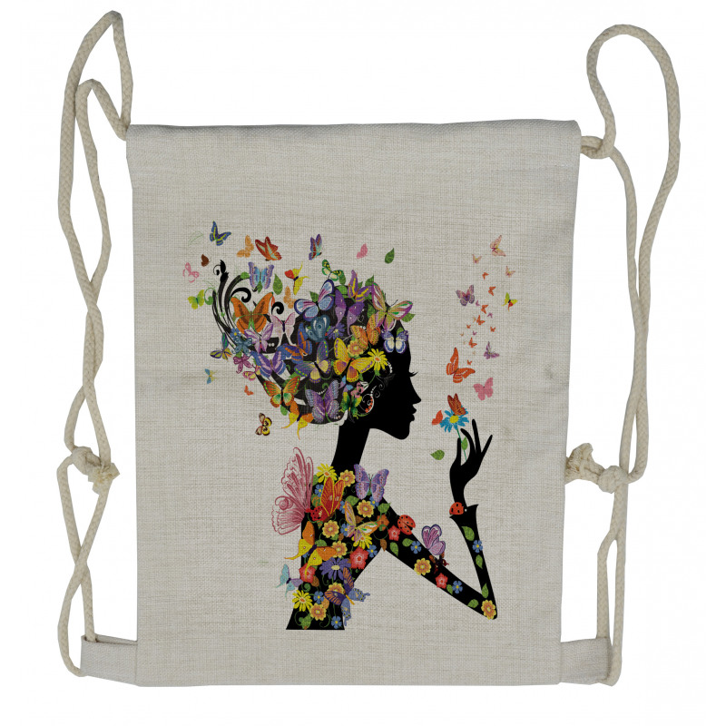 Flowers with Butterfly Drawstring Backpack