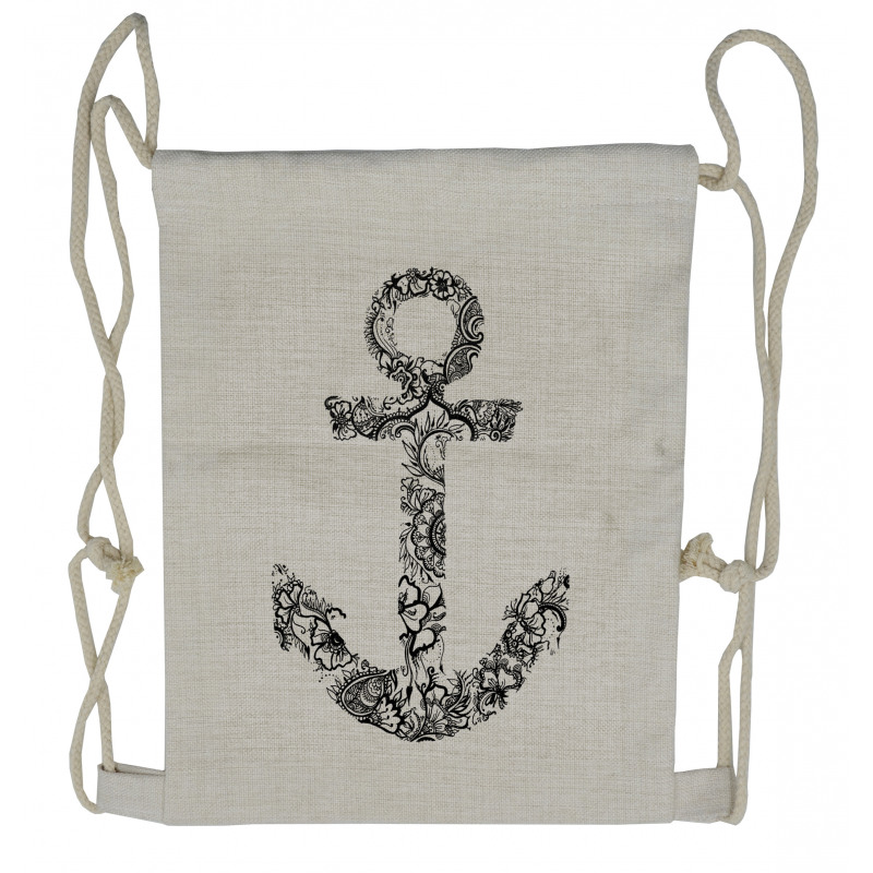 Anchor Shape Flower Drawstring Backpack