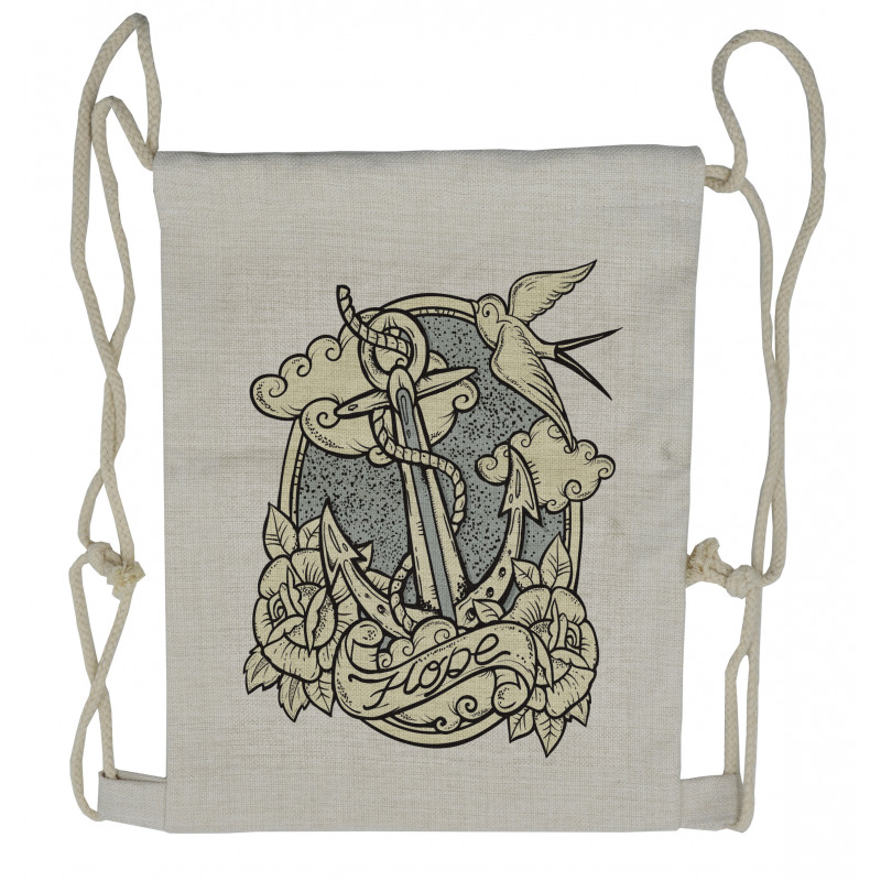 Anchor and Roses Clouds Drawstring Backpack