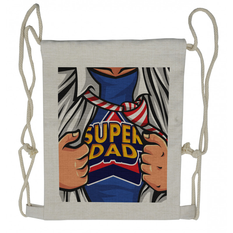 Fun Super Dad T-shirt Drawstring Backpack