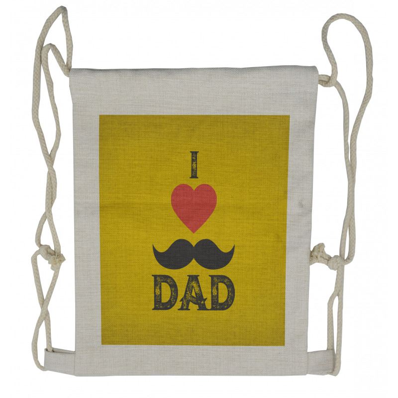 Grunge Heart Mustache Drawstring Backpack