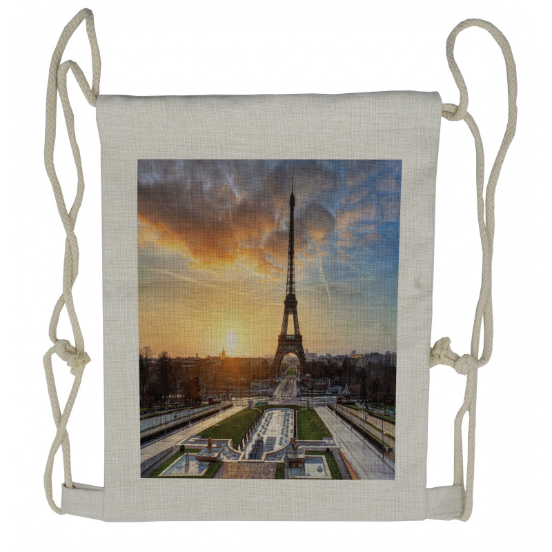 Scenic View Paris Drawstring Backpack